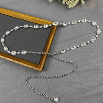 Rhinestone waist chain accessories female ins fashion chain belt decoration with skirt sweater jeans metal chain thin