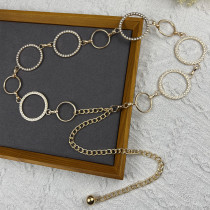 Rhinestone waist chain accessories womens trendy ins round chain belt waist decoration with skirt suit metal wide girdle