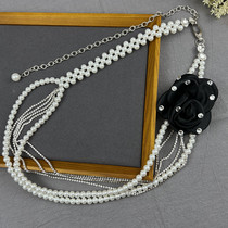 High-end sense of small fragrant pearl waist chain accessories female trendy ins rhinestone chain belt decoration with skirt beaded chain