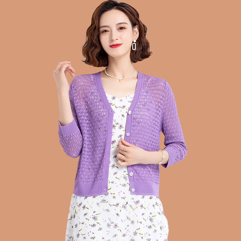Silk Knit Cardigan for Women 2026 New Spring/Summer Thin Top Shawl Outerwear Ice Silk Sun Protection Cover-Up Silk Knit Cardigan for Women 2026 New Spring/Summer Thin Top Shawl Outerwear Ice Silk Sun Protection Cover-Up