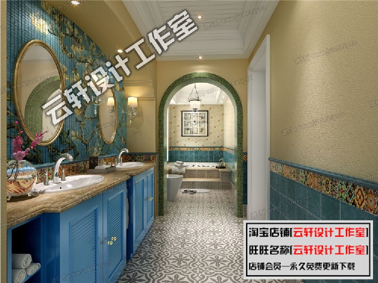 地中海田园风格3d单体模型乡村客厅卧室家装3dmax模型库-23