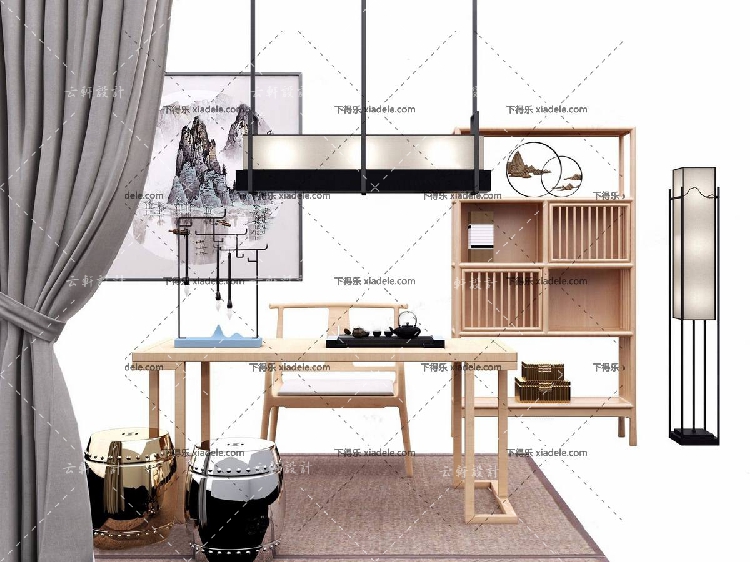 中式风格单体家具3d模型室内家装设计沙发茶几客厅3dmax模型-31