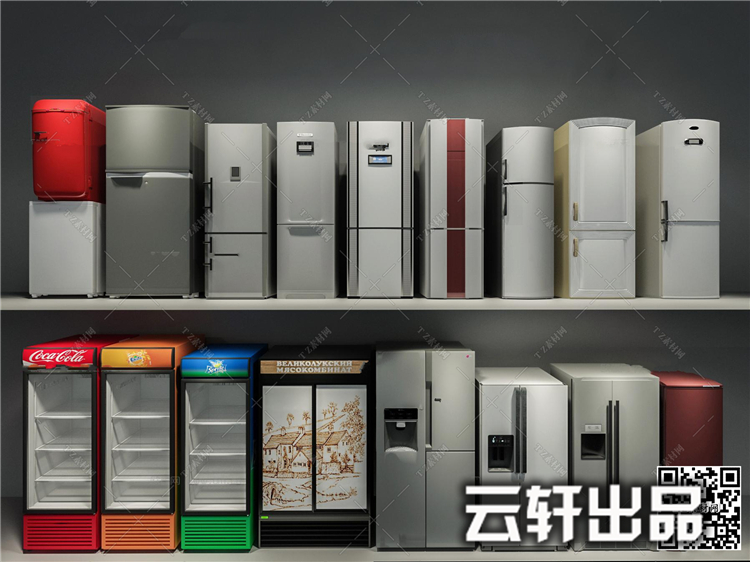 家用电器3Dmax模型厨房卫生间超市展柜空调电视洗衣机3D模型-62
