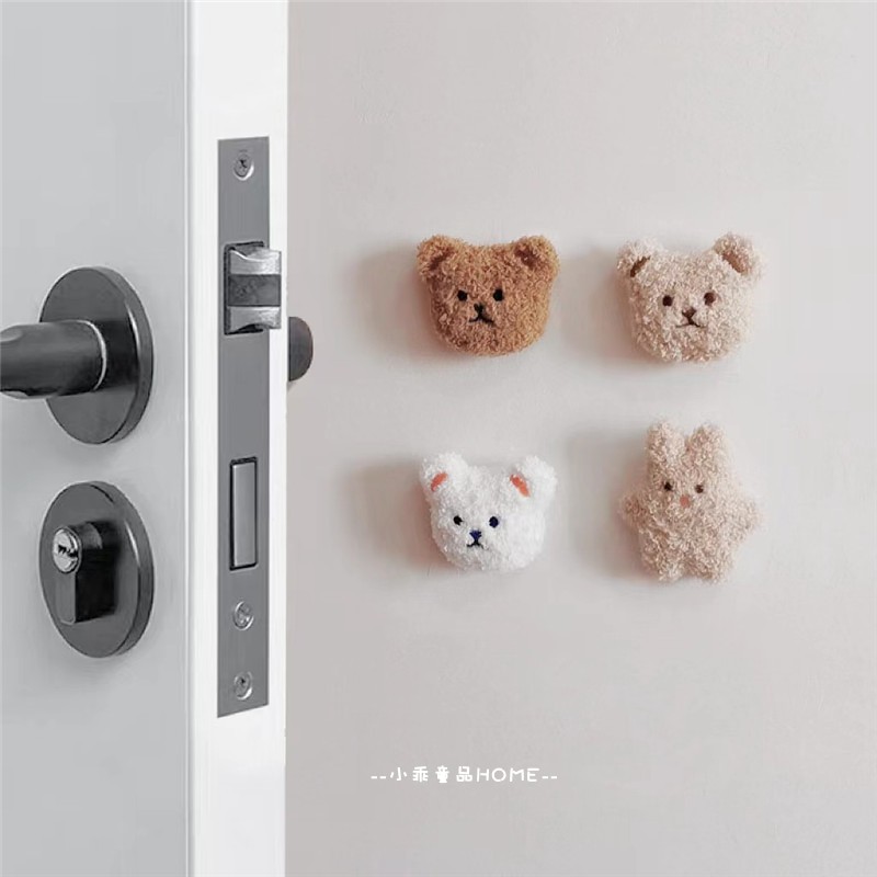 INS Korean Department Small Bear Children's room Anti-collision wall sticker door rear handle buffer kowtow wall protection cushion door blocked mute-Taobao