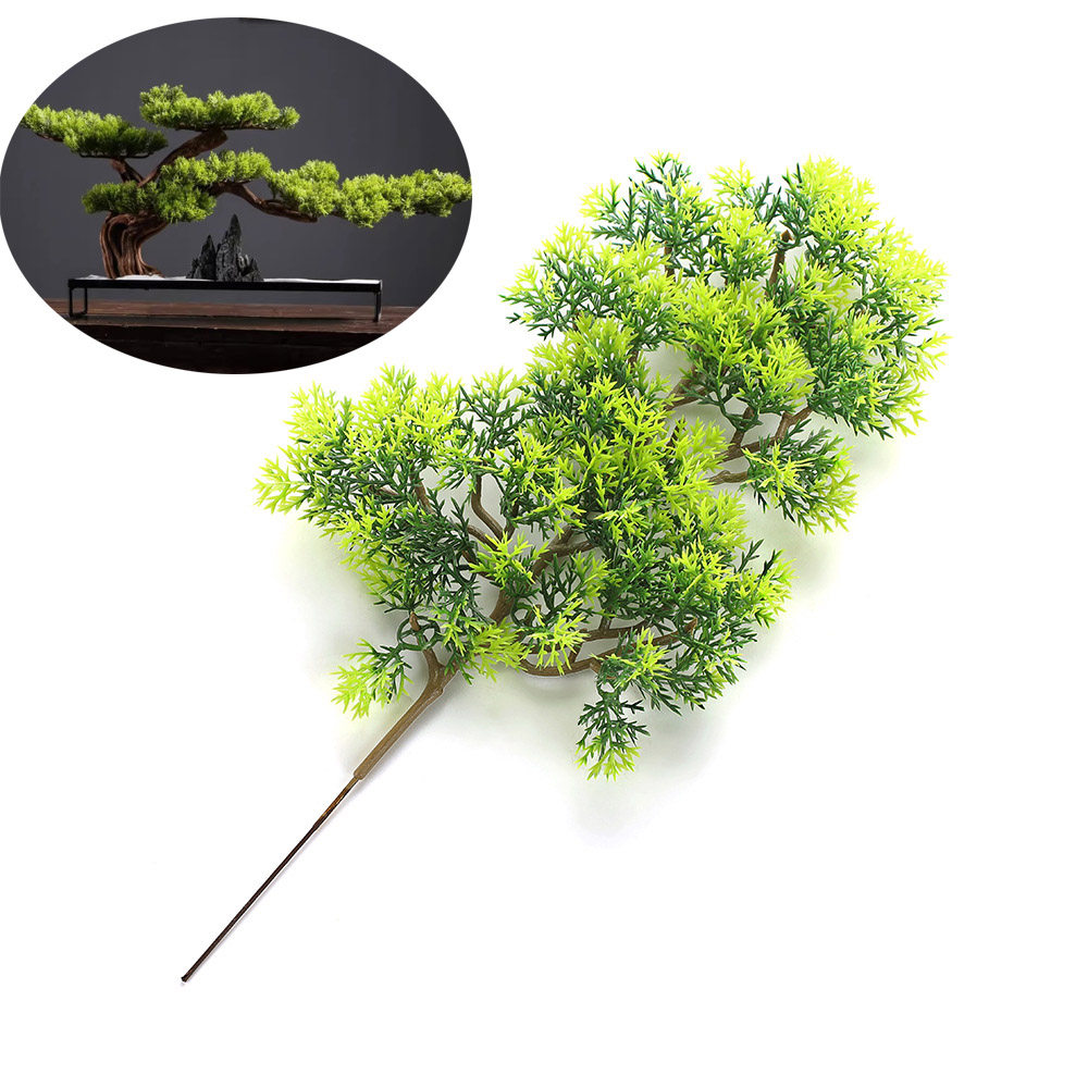 花艺造型崖柏叶绿植人造迎客松仿真松针树枝造景工程材料室内装饰