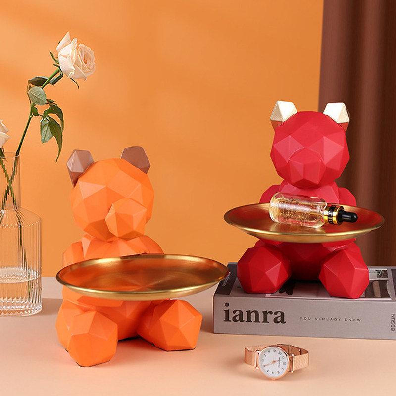 Nordic creative lucky cat animal wine cabinet red living room TV cabinet desktop porch decoration tray coffee table decoration