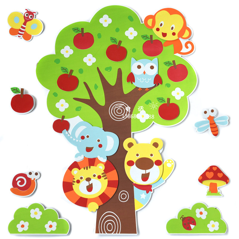 New cartoon three-dimensional tape glue wall stickers kindergarten classroom wall layout board newspaper decoration children's room materials