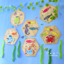 Creative bamboo woven net woven hanging ornaments Hanging ornaments Kindergarten hand woven diy environment creative design corner decoration