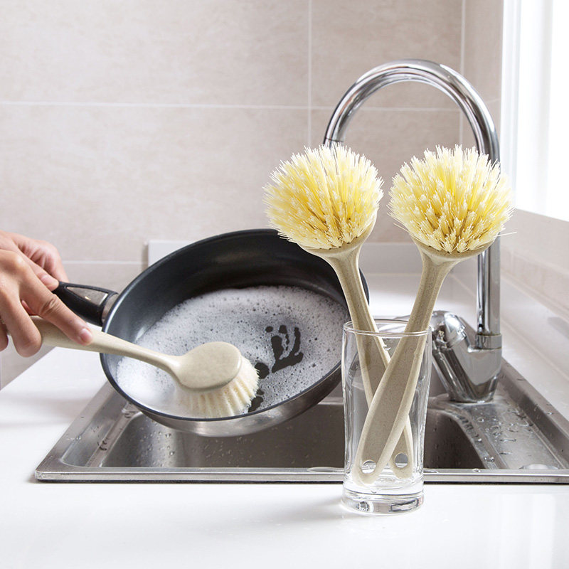 Thickened long handle decontamination pot washing brush kitchen supplies washing brush household pot washing brush sink stove cleaning brush