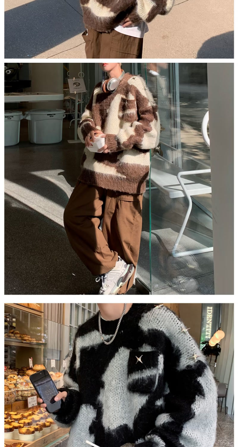 Women's Knitted Tie Dye Pullover Sweater Autumn Winter Fleece Top_voghion.com
