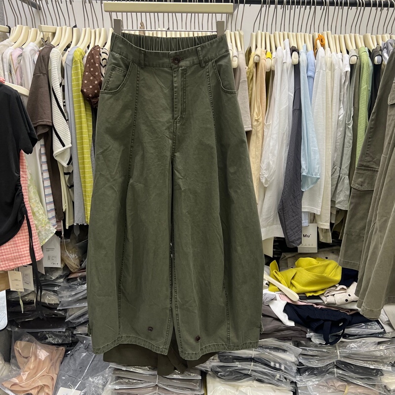 Lg American Retro Military Green Wide-Leg Workwear Scimitar Pants for Women 2026 Summer High-Waisted Slimming Loose Denim Long Pants Lg American Retro Military Green Wide-Leg Workwear Scimitar Pants for Women 2026 Summer High-Waisted Slimming Loose Denim Long Pants