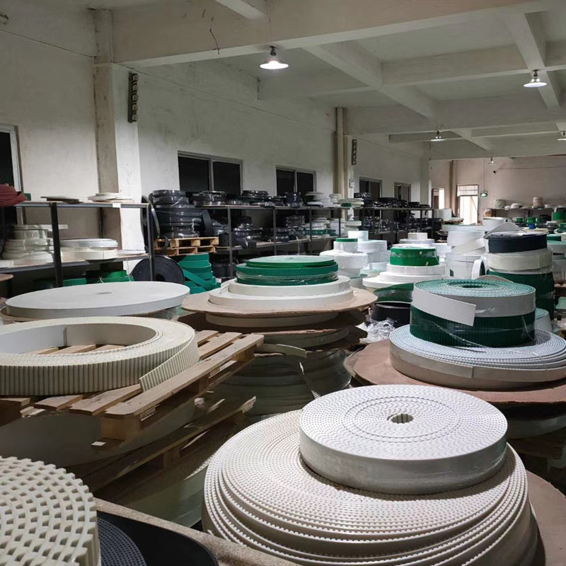 Polyurethane open timing belt with green cloth 3M 5M 8M T5 T10 AT10 S8M H elevator door machine belt