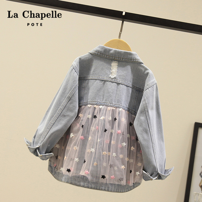 Rashabel Boy Clothing Children's Denim 2022 Spring Autumn Season New Girl Jacket Korean version of the Spring Dress Foreign Pie