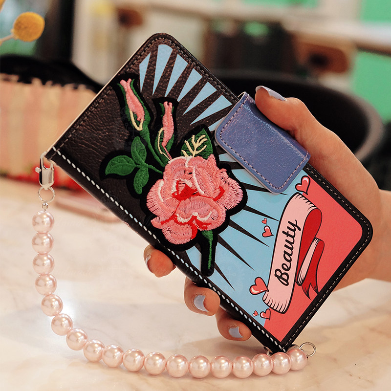 South Korea MrH cute retro iphone7 8plus embroidered apple X female phone protective shell 6s anti-fall leather sleeve MAX