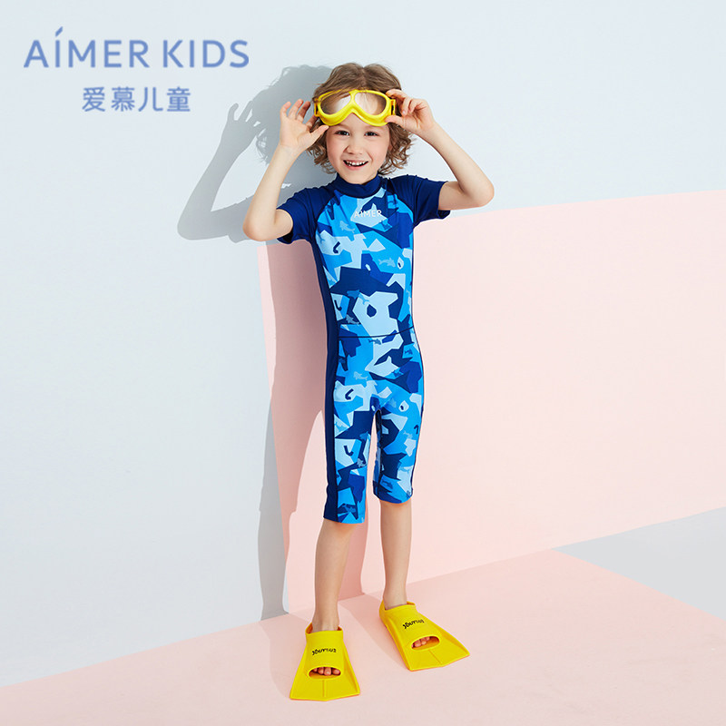 Love children boys boys boys baby boys 3 years old + color block camouflage print short sleeves swimsuit AK2673231