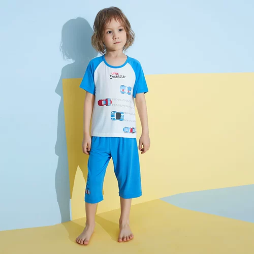 Детские штаны для мальчиков, летняя пижама, комплект, короткий рукав, 2 шт