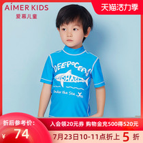 Adoring childrens island diary 3-year-old boy boy printed short-sleeved swimsuit top hot spring beach AK267X71