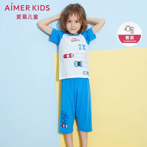 Детские штаны для мальчиков, летняя пижама, комплект, короткий рукав, 2 шт