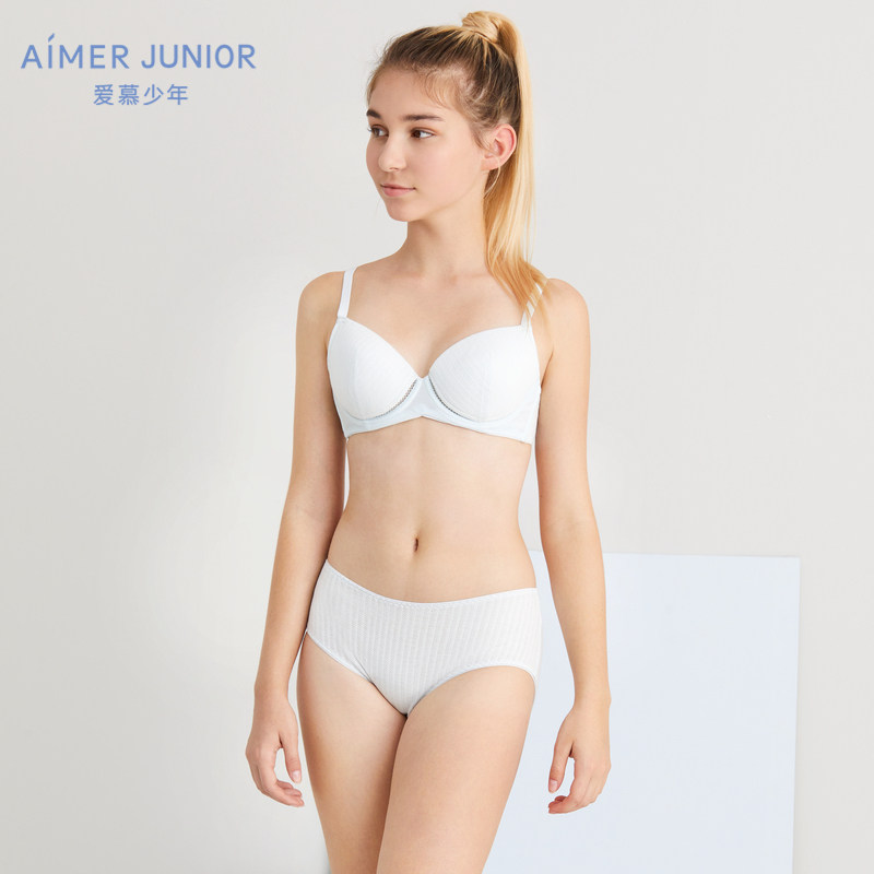 21 New products Love children, girls, big children, junior high school students, girls, students Cotton solid color mid-waist boxer briefs