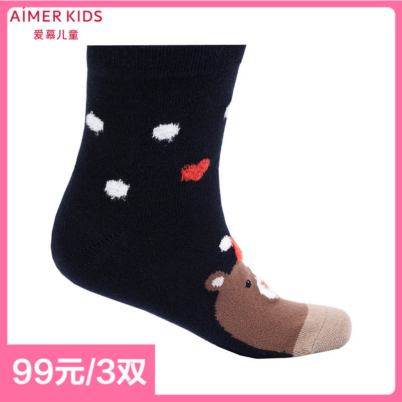 20 Autumn/Winter New AIMER Children 2 years old and boys cute cartoon snowflake bear yak socks AK2944568