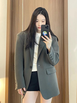 Spring and Autumn Thin Gray Suit Jacket Womens High-end Design Niche Korean Style Casual Small Silhouette Suit Trendy