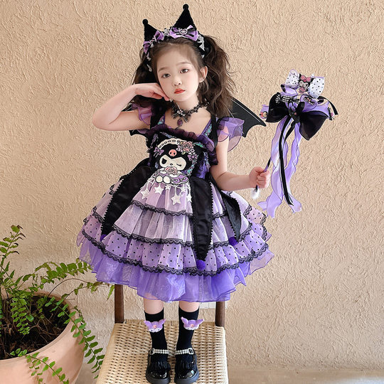 Kuromi Mädchen Four Seasons Lolita Rock Kinderkleid Prinzessin Geburtstagskleid Sanrio Halloween