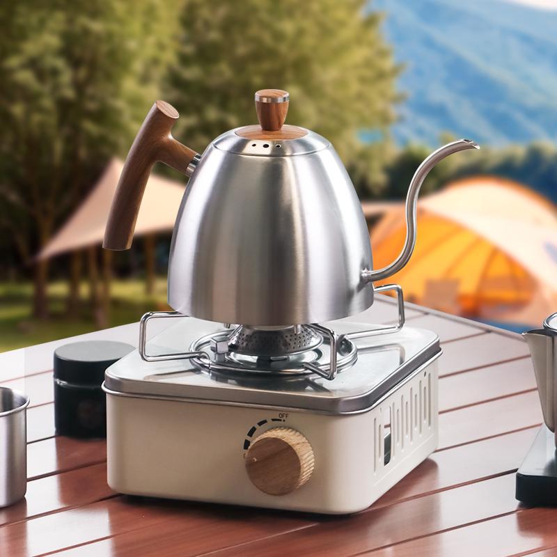 304 Stainless Steel Hand-Brewed Coffee Pot with Swan Neck and Long Spout, Kung Fu Brewing Teapot with Thermometer, Large Capacity 1.5L