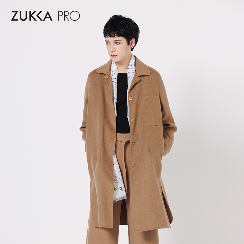 ZUKKA PRO Drucka phụ nữ mùa thu / mùa đông mở ngã ba hem áo kiểu loose-fitting áo lông hai mặt