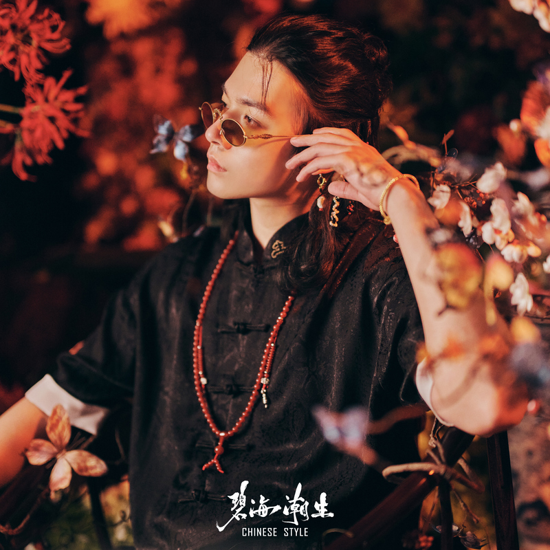 Spring and Summer New Chinese Style Casual Silk Short-Sleeved Tang Suit Shirt for Men and Women Spring and Summer New Chinese Style Casual Silk Short-Sleeved Tang Suit Shirt for Men and Women