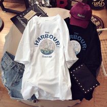 Pure cotton short sleeve T-shirt female blouse with large loose large code female fit Korean version Chains white pregnant woman half sleeve summer