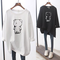 Pure Cotton Lady Long Sleeve T-Shirt Woman Blouse With Large Code Female Fit Loose Korean Version Of Undershirt Pregnant Woman Spring And Autumn Clothes