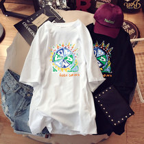 Pregnant woman pure cotton short sleeve T-shirt Women in Korean version ins Loose Big Code Summer Blouse medium long white 2022 new