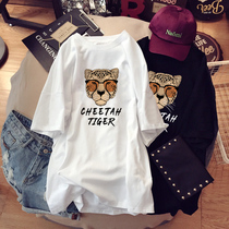 Pregnancy Woman Dress Short Sleeve T Shirt Woman Medium Long Blouse Loose Korean version ins Ins pure cotton white 100 hitch Summer Cartoon Print