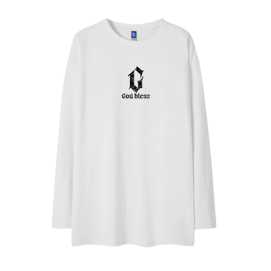 
Heavy large-size pure cotton long-sleeved T-shirt men's spring and autumn T-shirt trendy men's fat 10-inch base shirt top