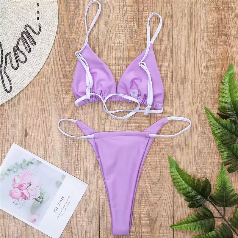 2020 Âu Mỹ trong bộ bikini màu mới phù hợp với áo tắm thong sexy áo tắm lưới bãi biển màu đỏ Bikini - Bikinis