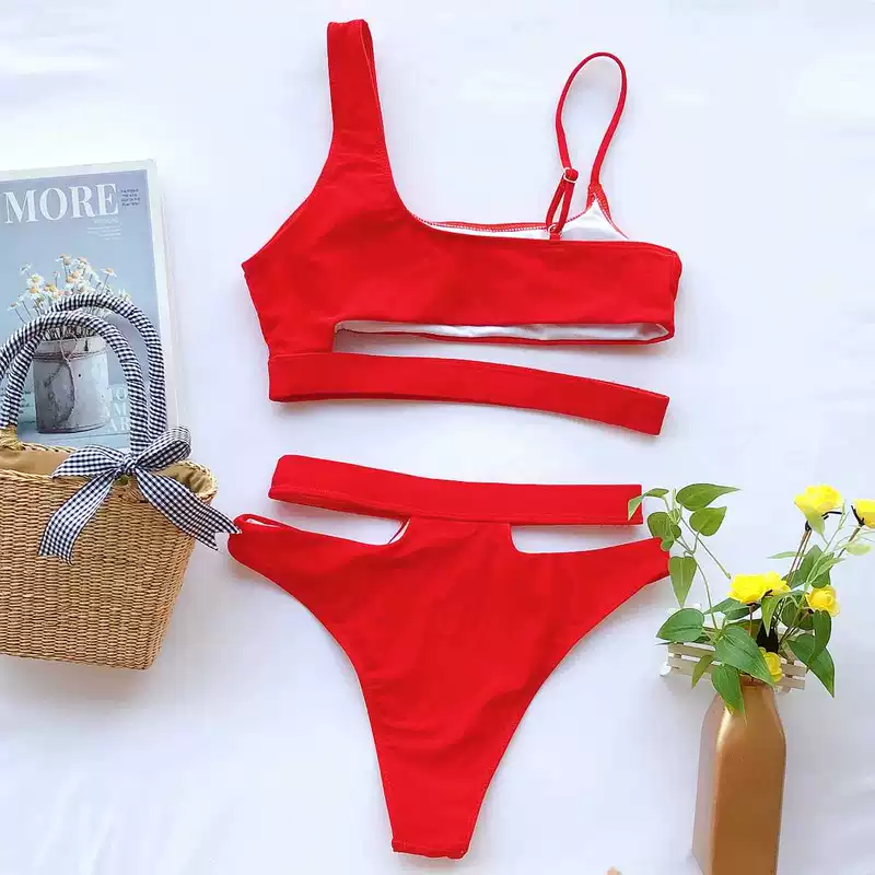 2020 new cạp cao bikini phụ nữ băng bó áo tắm xẻ rỗng Âu Mỹ đồ bơi nóng bỏng Bikini - Bikinis