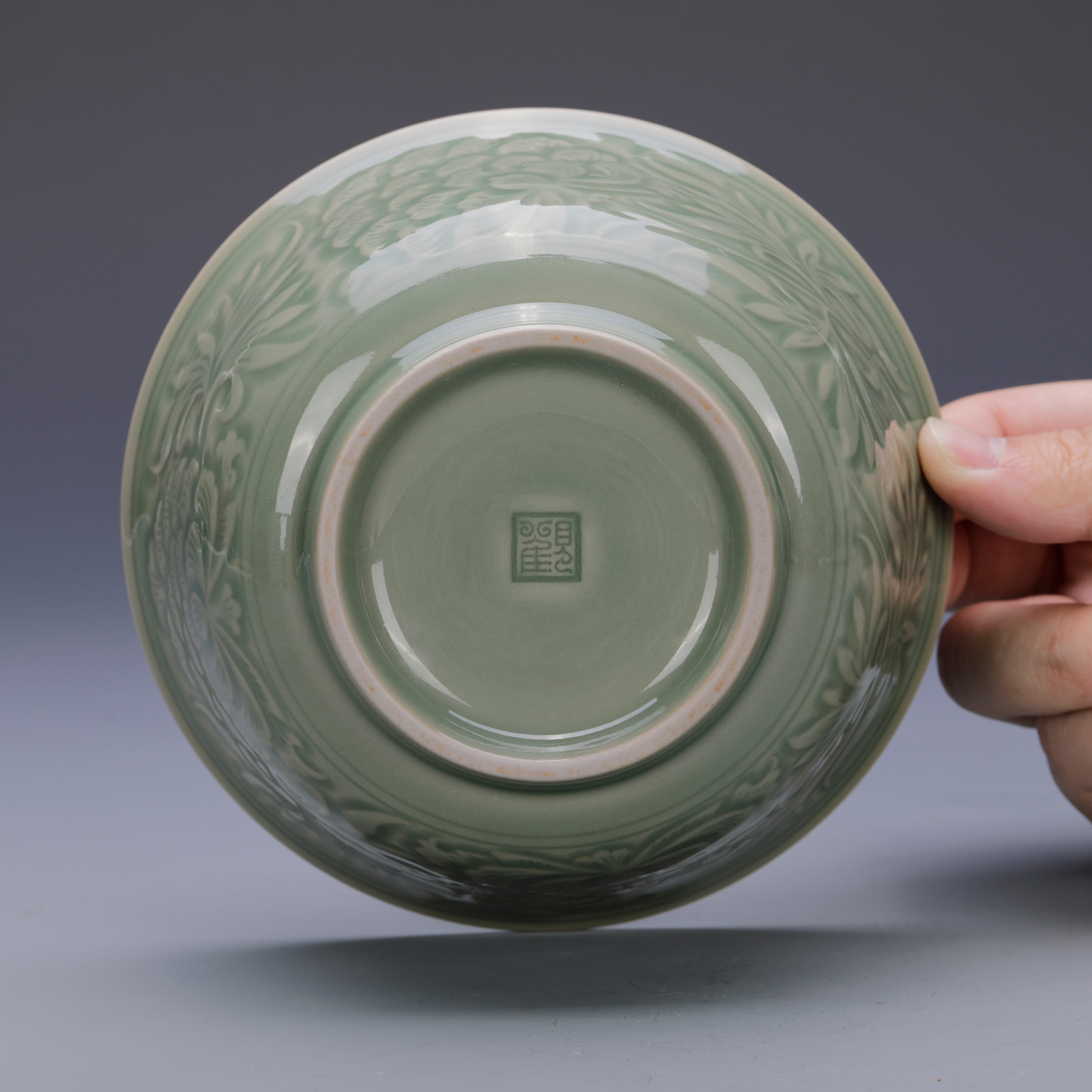 Restoring museum yao state up celadon peony grains of bowl of household of Chinese style tableware job rainbow such as bowl soup bowl