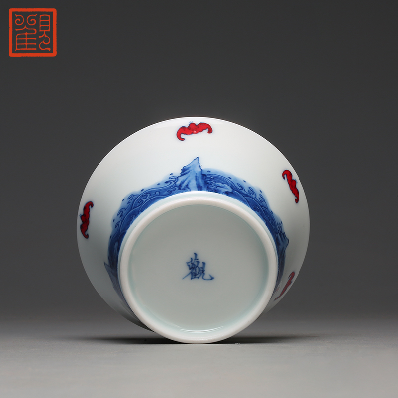 Wufu universal view restoring museum sample tea cup jingdezhen porcelain ceramic cups hand - made kung fu master cup single CPU