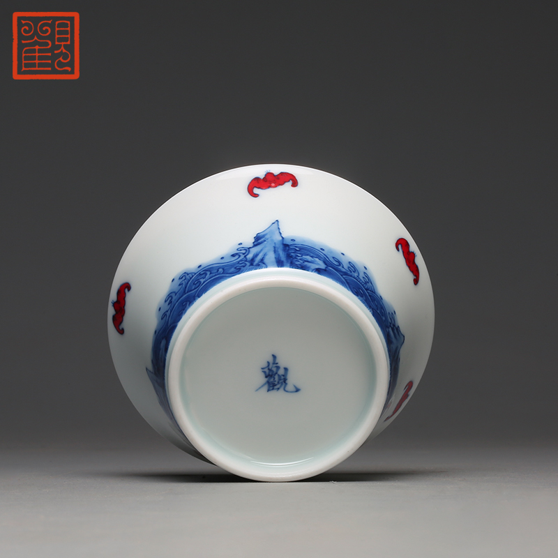 Wufu universal view restoring museum sample tea cup jingdezhen porcelain ceramic cups hand - made kung fu master cup single CPU