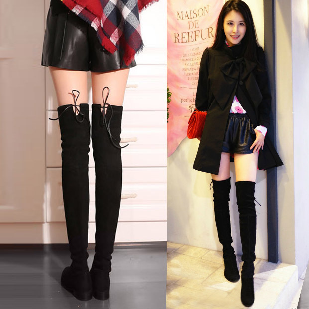 Over-The-Knee Boots, Flat Boots, Cross-Dressing Boots, High Boots, Women's Boots, Over-The-Knee Boots, Cotton Boots, Flat Heel, 2017 Winter New Style
