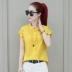 Áo sơ mi nữ tay ngắn mùa hè 2019 phiên bản mới của Hàn Quốc của mẫu áo khoác nữ mùa hè trái tim máy v-cổ - Áo sơ mi áo sơ mi đẹp Áo sơ mi