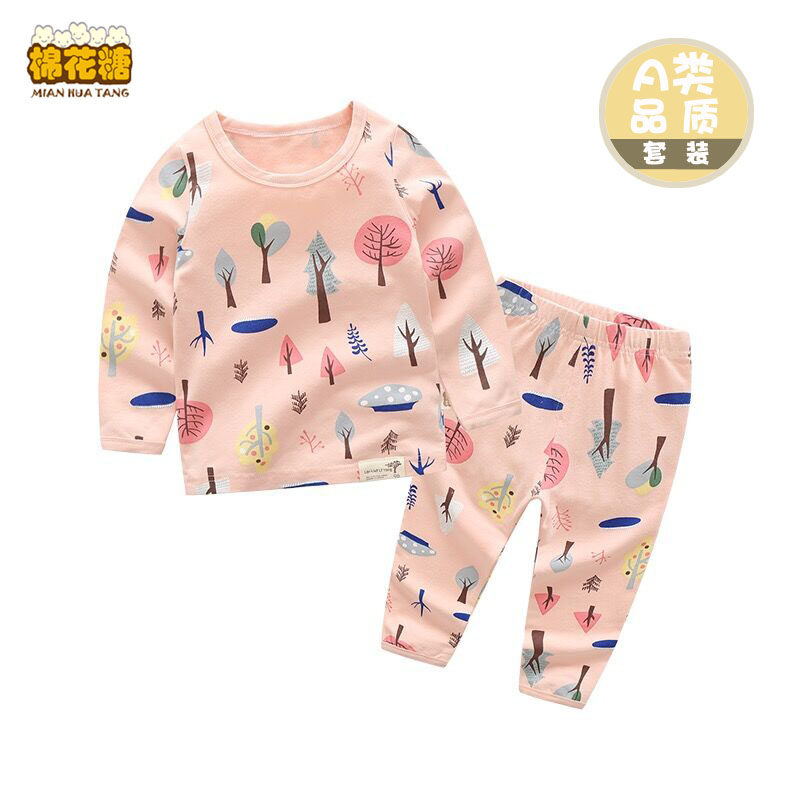 Children Underwear Sets Pure Cotton Baby Autumn Clothes Children Full Cotton Sweater Pyjamas Girls Autumn Clothes Sanitary Pants
