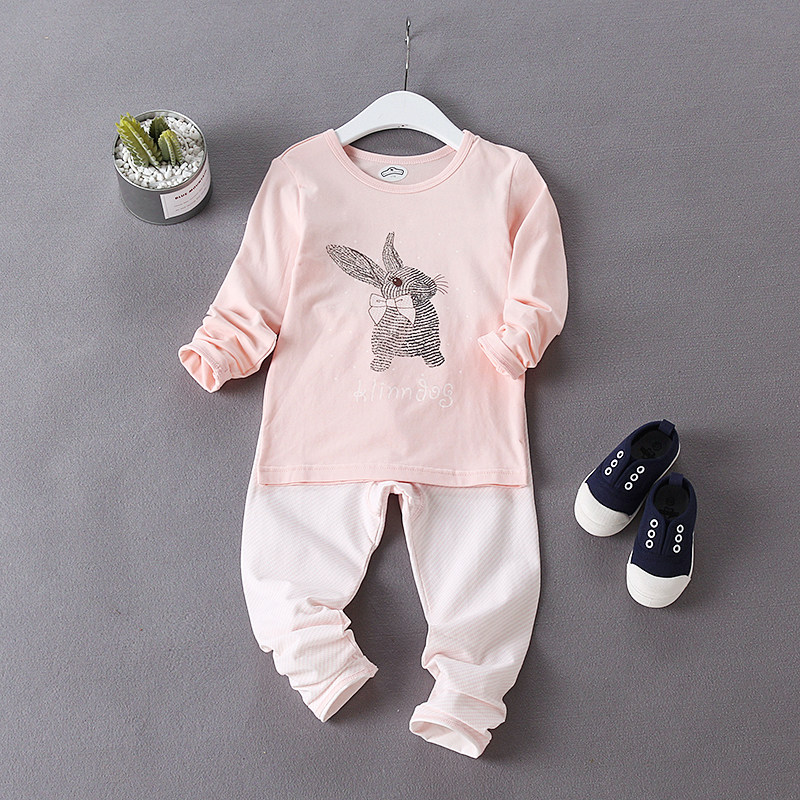 New Thickened Children Pure Cotton Fever Sweater Pants Autumn Clothes Sanitary Pants Girls' Home Clothing Lingerie Suit