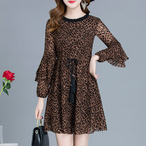 BAO WEN lotus leaf sleeve small man dress 2020 Autumn New temperament feminine long sleeve belly A- line dress