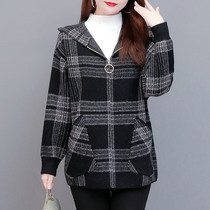 Plaid coat ladies spring and autumn 2021 New Fashion loose size mother foreign style Joker casual zipper gown