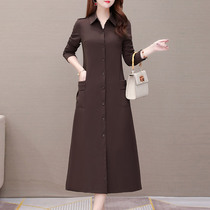 Ms. Windbreaker long knee 2021 Spring New temperament high-end atmosphere wide wife 50-year-old coat coat tide