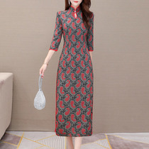 Cheongsam modified version dress 2020 Autumn New temperament elegant Lady foreign style high-end retro one-step dress