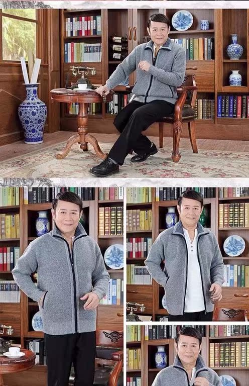 Mùa thu và mùa đông nam trung niên áo len cashmere dày cộng với áo len nhung áo len cha trung niên áo thể thao
