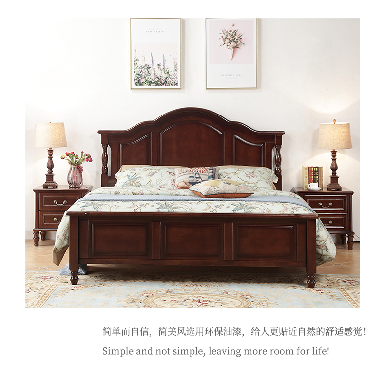 giường gỗ nước Mỹ 1,8 m giường trắng phong cách châu Âu giường đôi chúa 1,5m giường lưu trữ hiện đại nhỏ gọn - Giường giường tầng người lớn