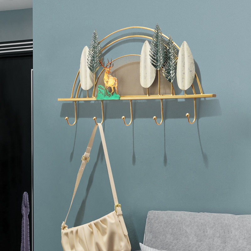 Light luxury deer wall hook decoration frame porch wall creative art clothes hat towel storage European key frame